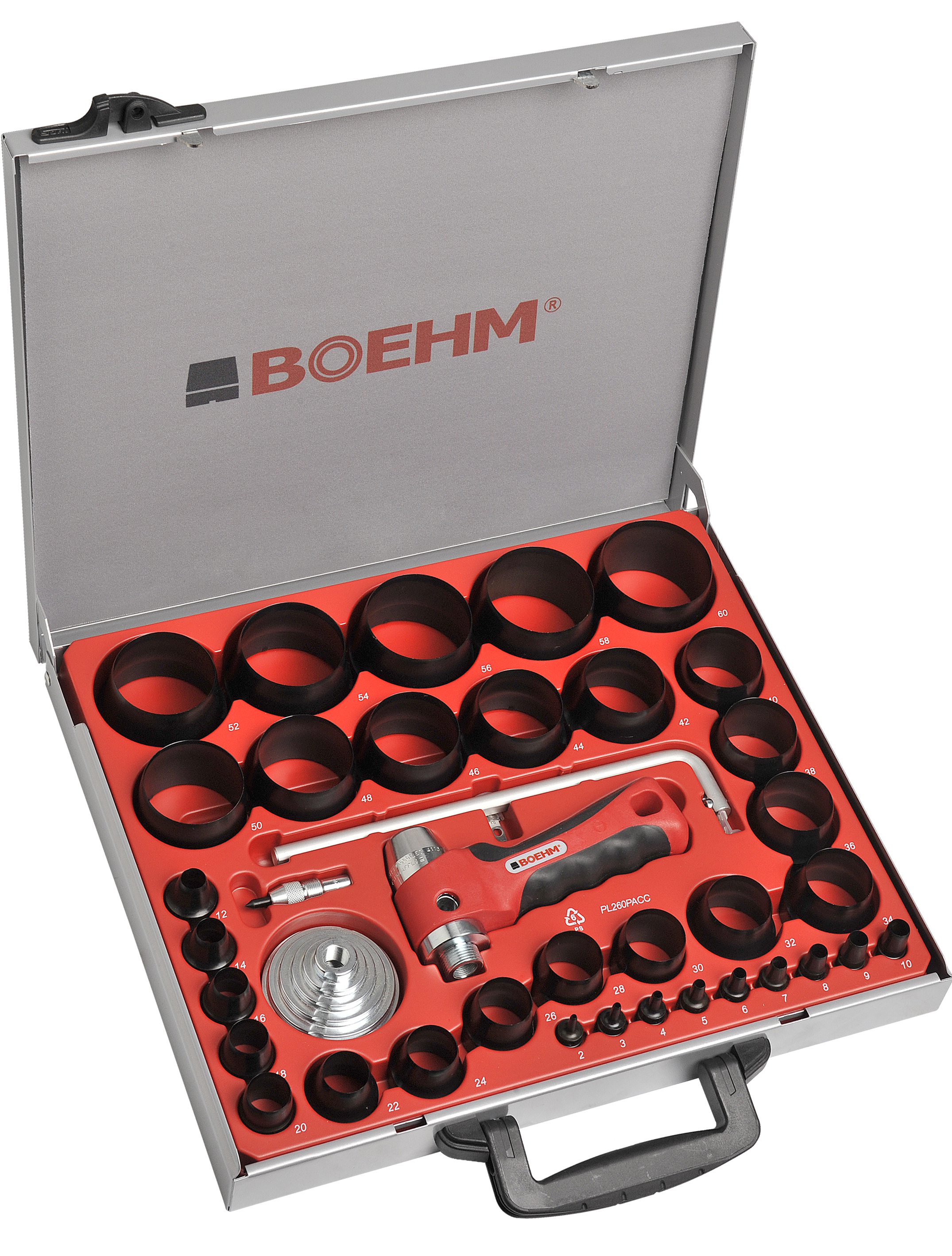 BOEHM Hålstansset 2-50mm inkl. centrumspets