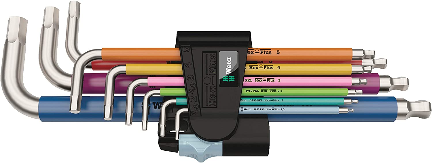 WERA 967 SPKL/9 TORX BO Multicolour SB L-key set for tamper-proof, BlackLaser 967 SPKL TORX® BO Mult