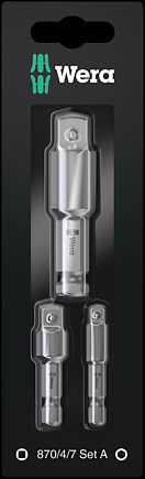 WERA 870/4/7 Set A SB Adaptor-set 870/4 1 x 1/4"x50; 1 x 3/8"x50;870/7 1 x 1/2"x75;