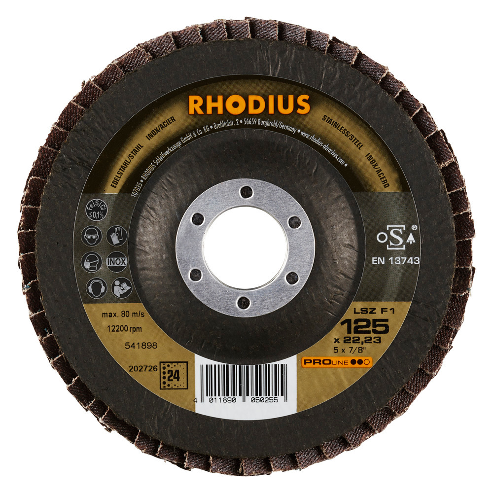 RHODIUS LSZF1 Lamellslipskiva TOP 125x22,23 K120 (10 förp)